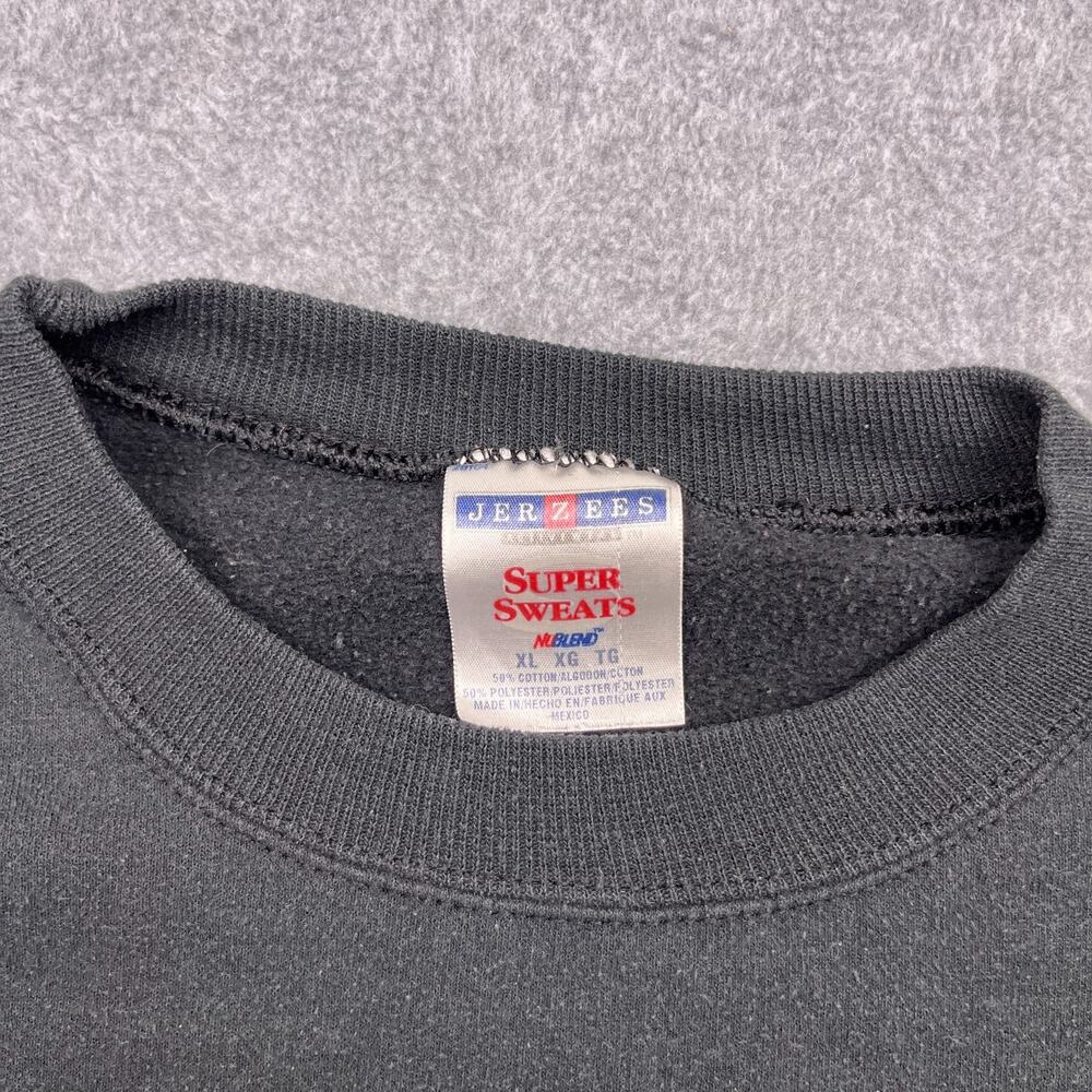 vintage jerzees super sweats blank sweatshirt mens xl black fleece nublend - Picture 3 of 10